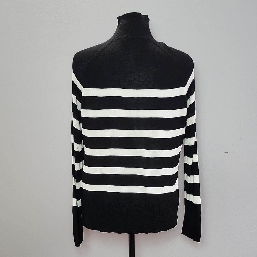 ZARA Stripes black and white turtle neck light knit sweater - Picture 6 of 13